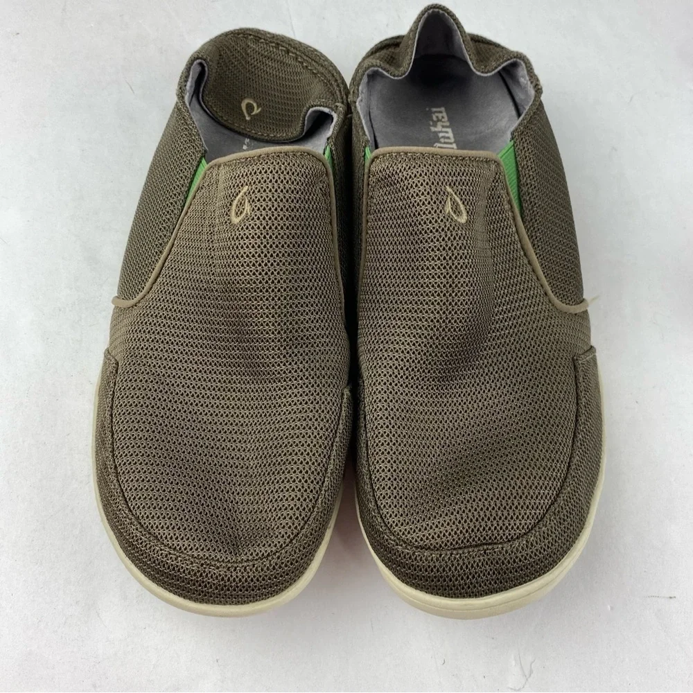 Olukai Mens 10 Brown Nohea Mesh Slip On Sneakers Foldable Heel